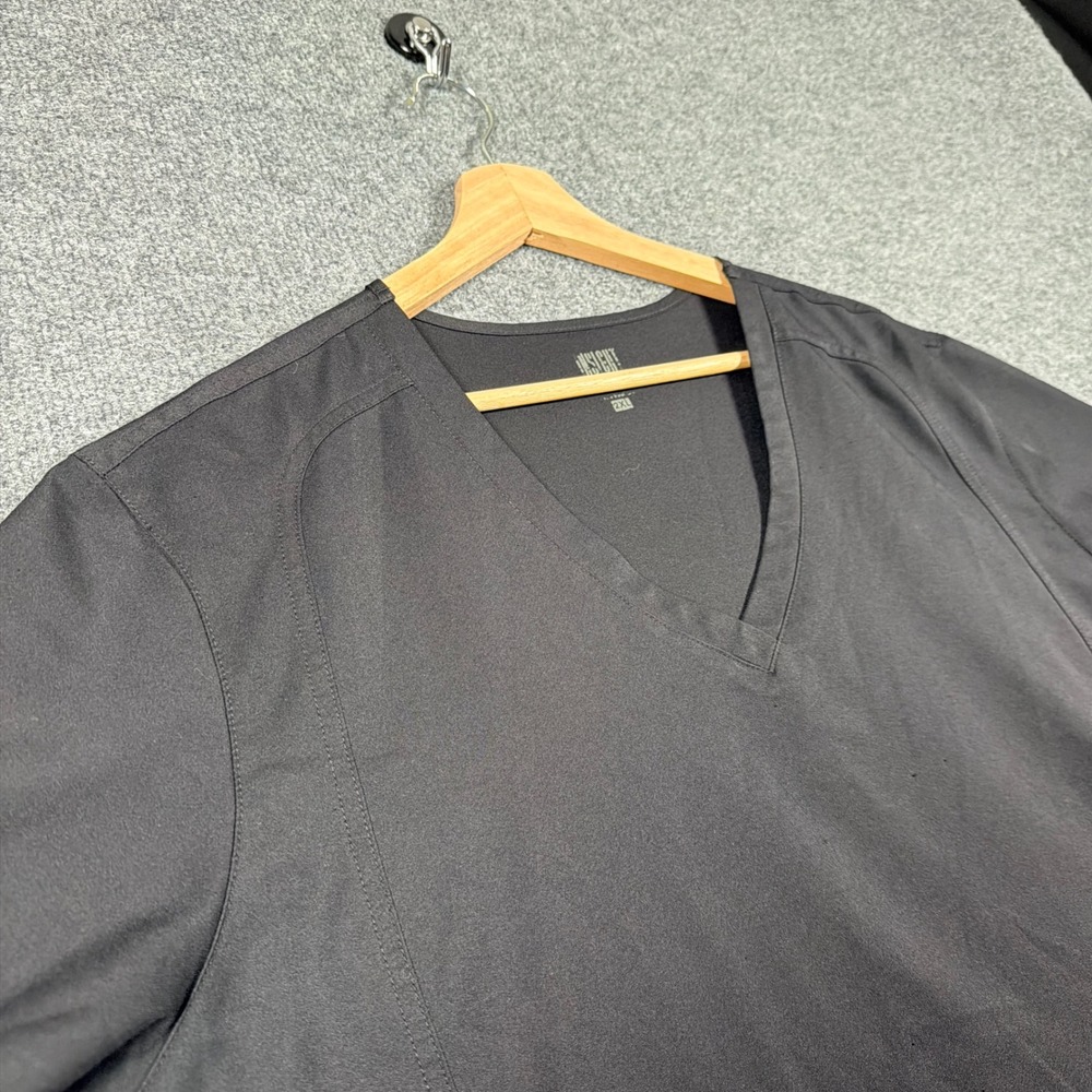 Med Couture Insight Scrub Top Womens 2XL Black V-Neck Short Sleeve Pocket